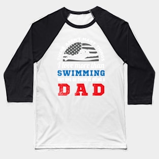 Swimming US flag and funny DAD creative artwork Baseball T-Shirt